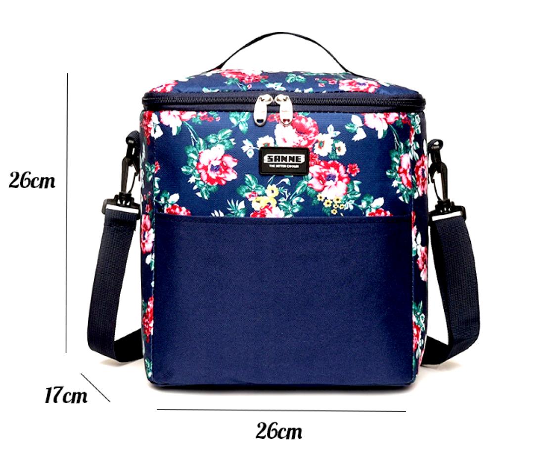 Torba termiczna izolacyjna Lunch box 11 litrów (Różowe kwiaty)