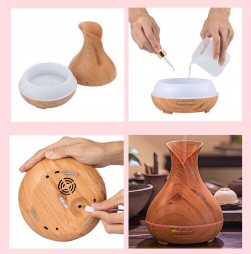 Ultradźwiękowy Nawilżacz LED Dyfuzor Aroma SPA LIGHT WOOD - obrazek 7