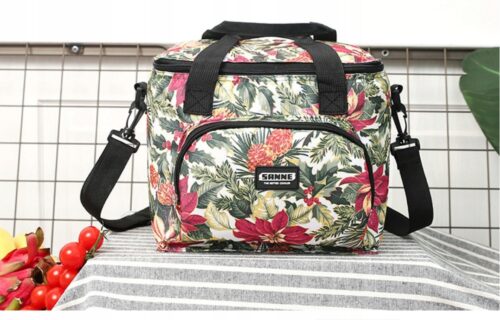 TORBA TERMICZNA IZOLACYJNA LUNCH BOX PIKNIK LIŚCIE ZIELONE 10L - obrazek 2