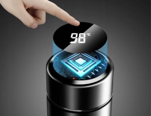 SMART KUBEK TERMICZNY TERMOMETR BIDON TEMPERATURA SREBRNY - obrazek 11