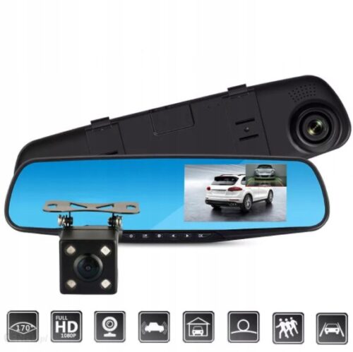REJESTRATOR JAZDY Kamera samochodowa LUSTERKO DVR Full HD KAMERA COFANIA